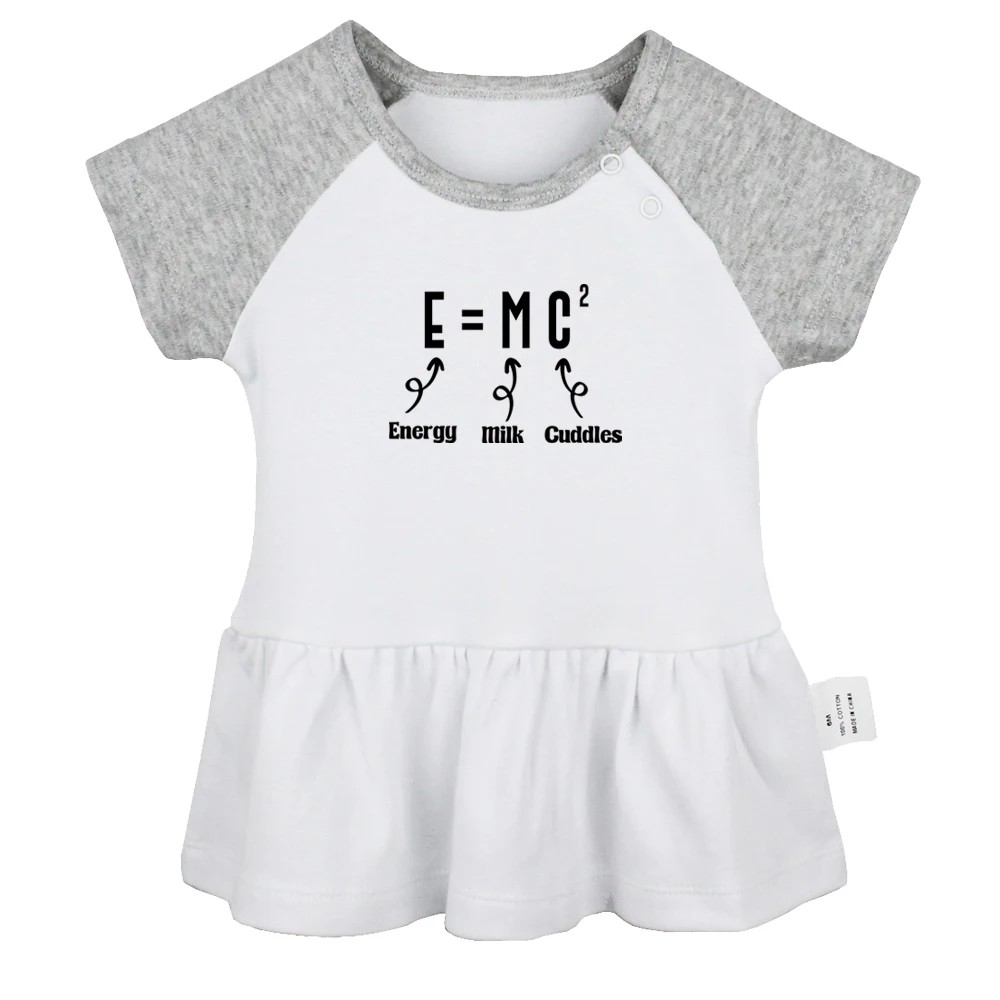 E = MC2 Energy Milk Cuddles, Детские Милые платья с забавным принтом, Плиссированное платье с короткими рукавами для девочек, Летняя одежда для детей 0-24 м