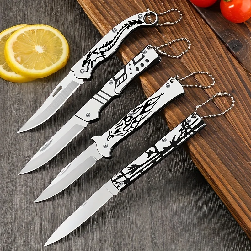 Брелок-нож Складной нож из нержавеющей стали Уличные карманные ножи Портативный EDC Фруктовый нож для кухни Походный разделочный нож