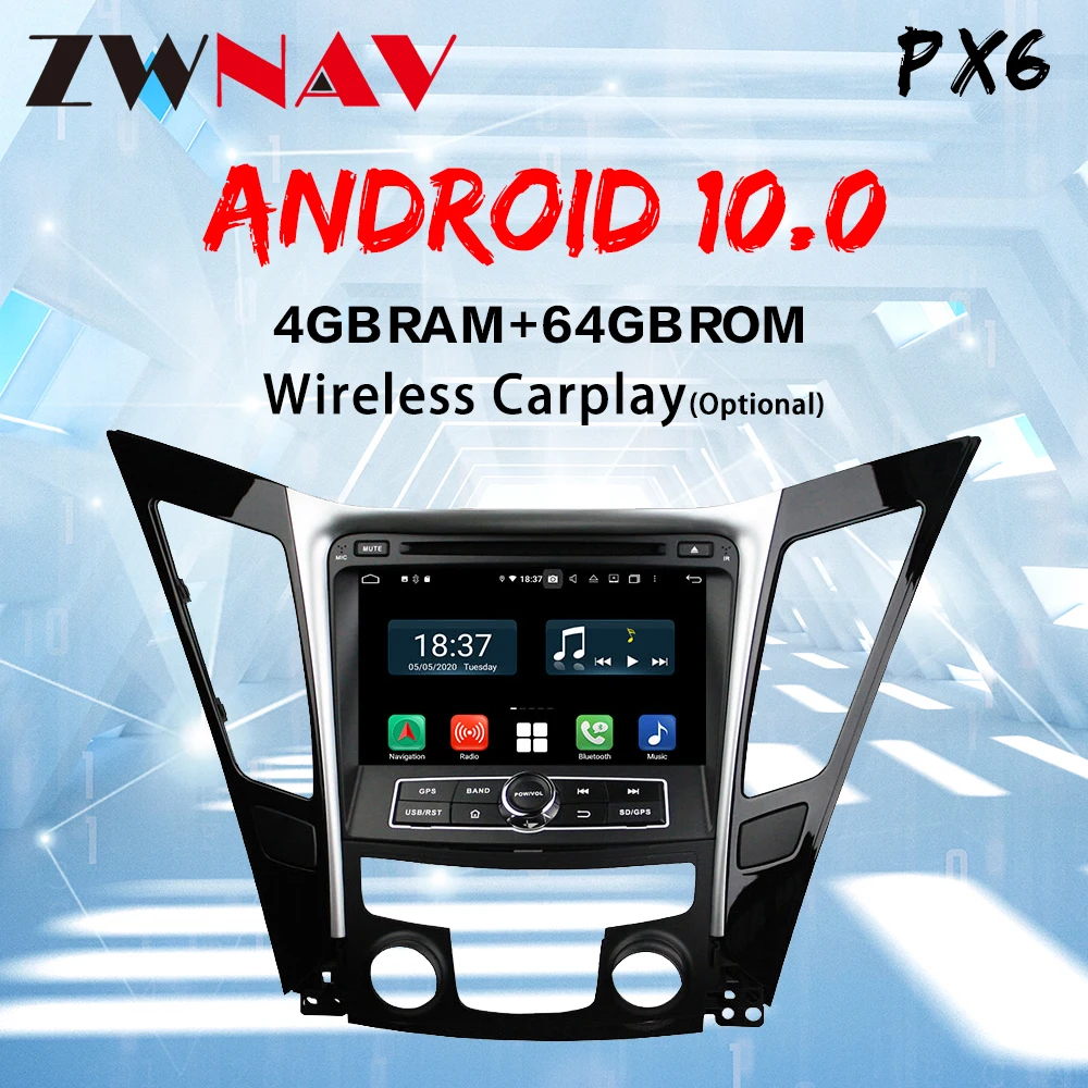 4G + 64G Android 10 Для Hyundai Sonata 2011-2015 PX6 CARPLAY Автомобильный Радио Мультимедийный Видеоплеер Навигация GPS 2 din Слот для dvd CD
