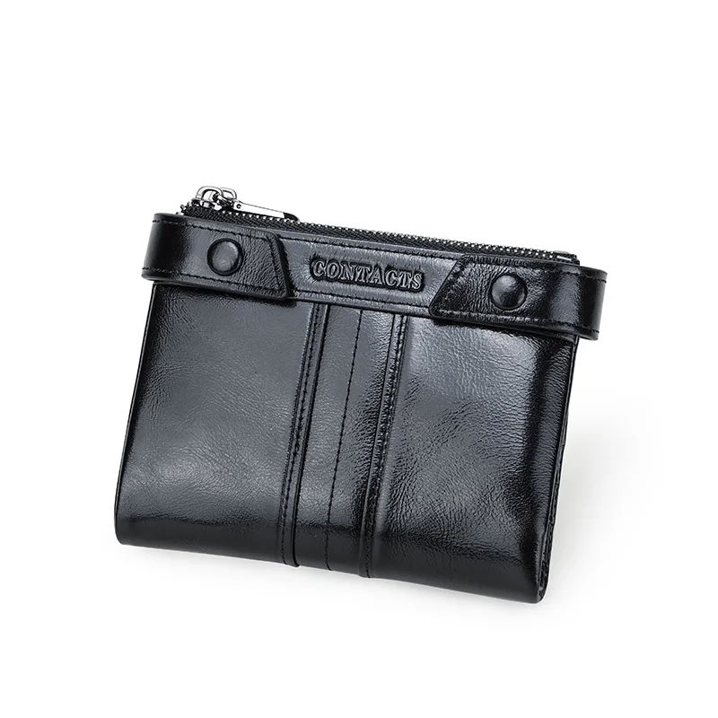 Маленькая Двойная компактная сумка для кредитных карт Contact'S, женская сумочка с карманом на молнии, женский кожаный кошелек, кошелек из натуральной кожи.