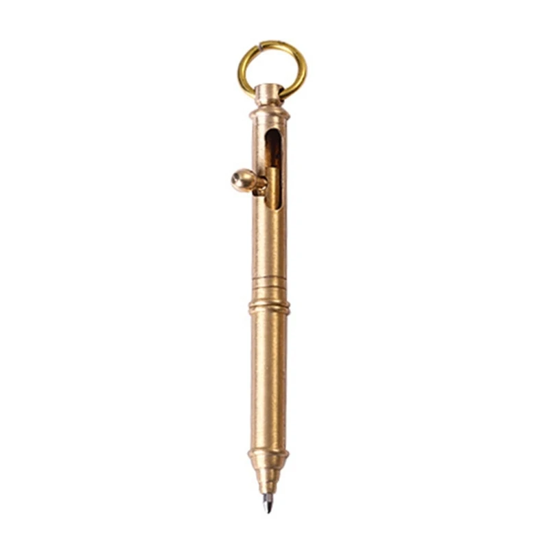 Экшн-ручка Латунная шариковая ручка с кольцом для ключей, удобная для письма для мужчин и женщин