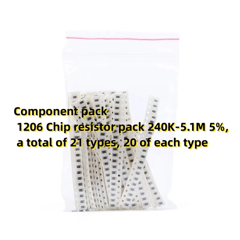 Комплект компонентов 1206 Комплект микросхем-резисторов 240K-5,1 М 5%, всего 21 тип, по 20 каждого типа