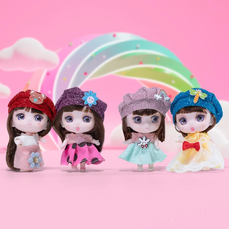 4-дюймовая кукла Cute Expression Doll OB11 Набор размытых кукол из 5 предметов, аксессуары для девочек с 3D-комиксами, декоративные игрушки, подарки на День защиты детей