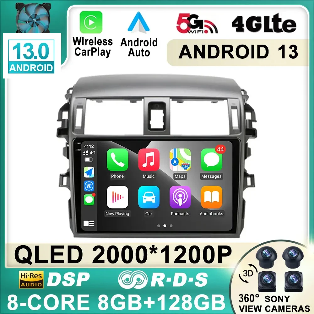 Android 13 Для Toyota Corolla E140 E150 2006 2007-2013 Автомобильная Радионавигация GPS Мультимедийный Видеоплеер Стерео 2Din 2 Din DVD FM