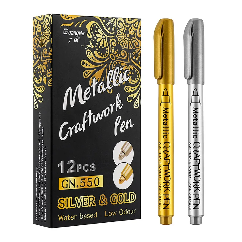 Золотая серебряная маркерная ручка, креативная ручка для рисования 