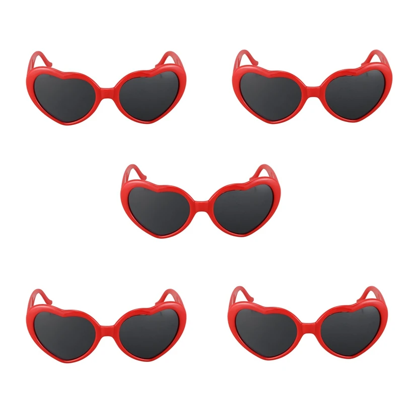 5X Модные Милые солнцезащитные очки в стиле Лолиты в форме сердца в стиле ретро, маскарадный костюм для вечеринки, ЯРКО-красный
