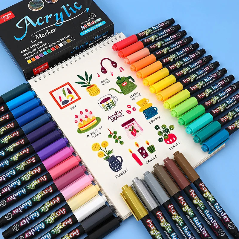 60 Цветов Акриловых ручек с мягким кончиком кисти, маркеры для каллиграфии, Ручки-фломастеры для наскальной живописи, поделки своими руками
