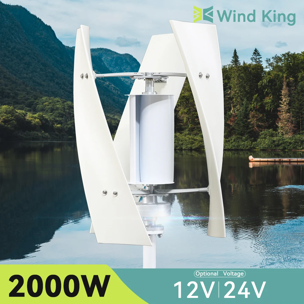 WindKing 2000 Вт Ветрогенераторный Комплект с 3 Лопастями 24 В 12 В Высокоэффективный Dyanmo С Гибридной Системой Солнечного Зарядного Устройства Для Домашнего Использования