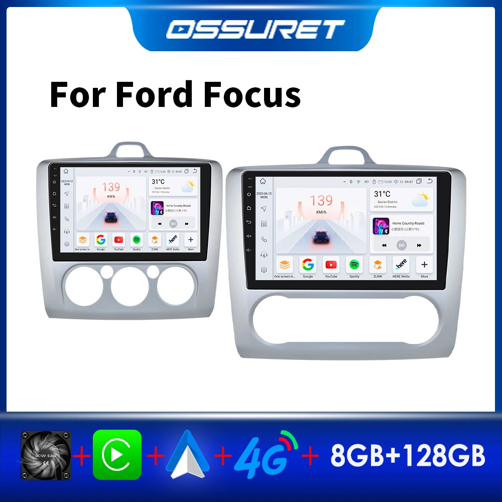 OSSURET Android Автомагнитола для Ford Focus 2 3 Mk2 Mk3 2004 -2011 автомобильный Мультимедийный Carplay Automotivo Стереоплеер 2din головное устройство